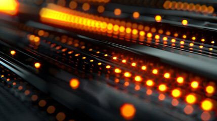 Abstract representation of glowing lines and dots, suggesting motion and technology.