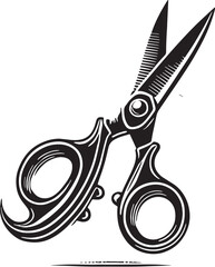Black Kitchen Scissors Silhouette Vector, High Quality Illustration on White Background