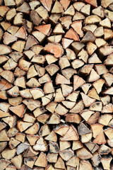 stacking of wood logs, to burn during  winter 