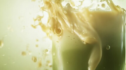 Fototapeta premium Creamy beverage splash, studio shot, light background, refreshment