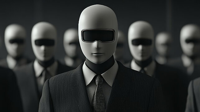 The puppeteer's male hand manipulates the news announcer, fake news, deception. The concept of shadow government, world conspiracy, manipulation, control, tabloids