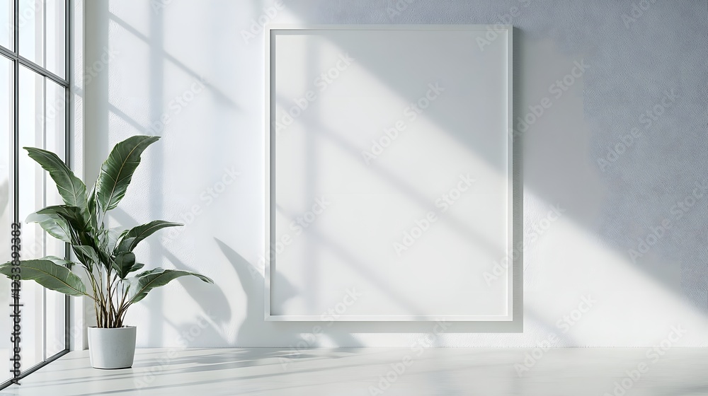 Poster peaceful and serene modern interior design with large window allowing abundant natural light to illu