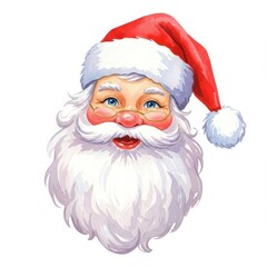 Festive Santa Claus Illustration with Classic Red Hat and Cheery Expression for Christmas Holiday Design and Greeting Cards