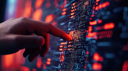 Touching Digital Interface with Glowing Data Points