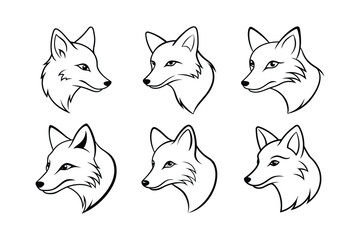 Arctic Fox (Vulpes lagopus) animal design, labeled line art vector art illustration.