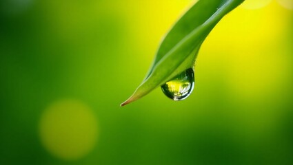 Close-Up of Morning Dew on a Leaf with Sunlight