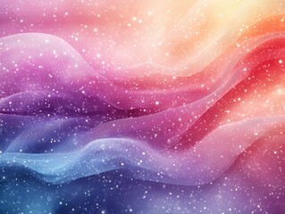 Abstract colorful waves with sparkling elements, creating a dreamy atmosphere.