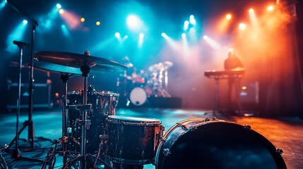 ステージライトに照らされたライブハウス	
