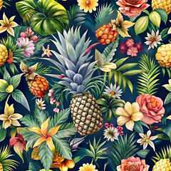 Fototapeta premium Tropical Floral Pattern Seamless Design.