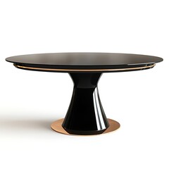 Sleek Black and Rose Gold Dining Table: An elegant oval dining table in high-gloss black with a rose gold base, exuding sophistication and modern luxury.