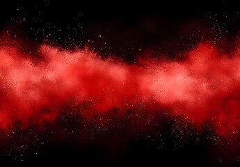 Red powder explosion, dark background, epic scene, hyper-realistic photography. 