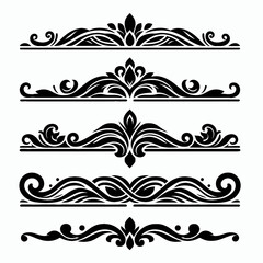 Fototapeta premium Ornate black decorative elements on white background.