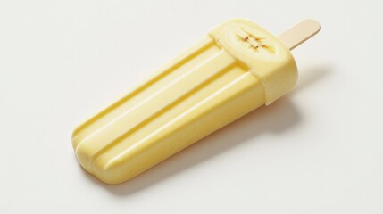 Naklejka premium A banana popsicle ice cream with a realistic shape, neatly placed on a white background