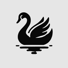Fototapeta premium Swan Silhouette in black on a white background