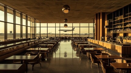 Airport Restaurant with Plane View