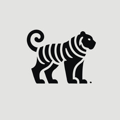 Tiger Silhouette in black on a white background