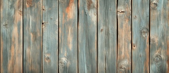 Fototapeta premium Wooden Plank Surface with Weathered Blue Paint and Natural Grain Texture Ideal for Background Use Copy Space