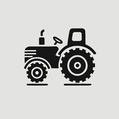 Obraz premium Tractor silhouette in black on a white background