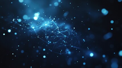 Obraz premium Abstract Blue Digital Background with Glowing Particles and Lines