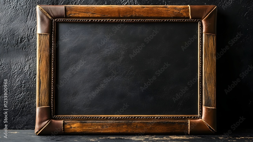 Poster vintage wooden frame on rustic dark grunge background empty copy space or mockup for graphic design 