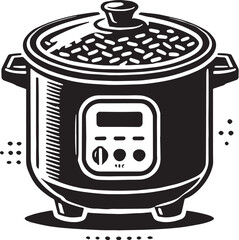Black Rice Cooker Silhouette Vector, High Quality Illustration on White Background