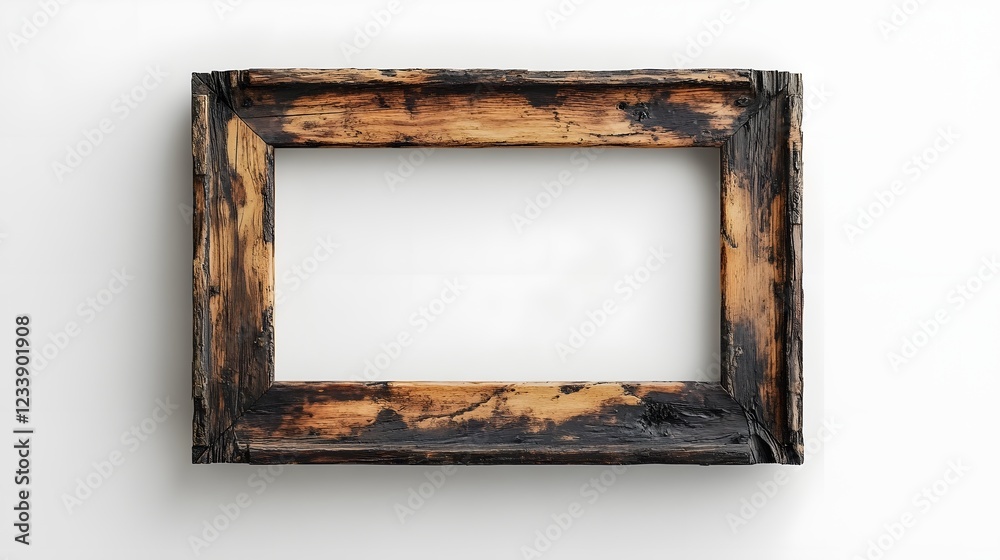 Leinwandbilder weathered and distressed rustic wood picture frame in horizontal landscape orientation perfect for c