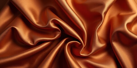 Obraz premium Lustrous orange-brown satin reveals its layered elegance; the top layer's deeper hue contrasts beautifully with the shimmering underlayer, enhancing its smooth, silky texture. 