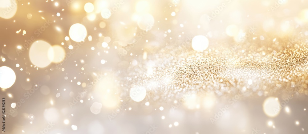 Wall mural gold and silver bokeh lights with sparkling glitter effect and copy space
