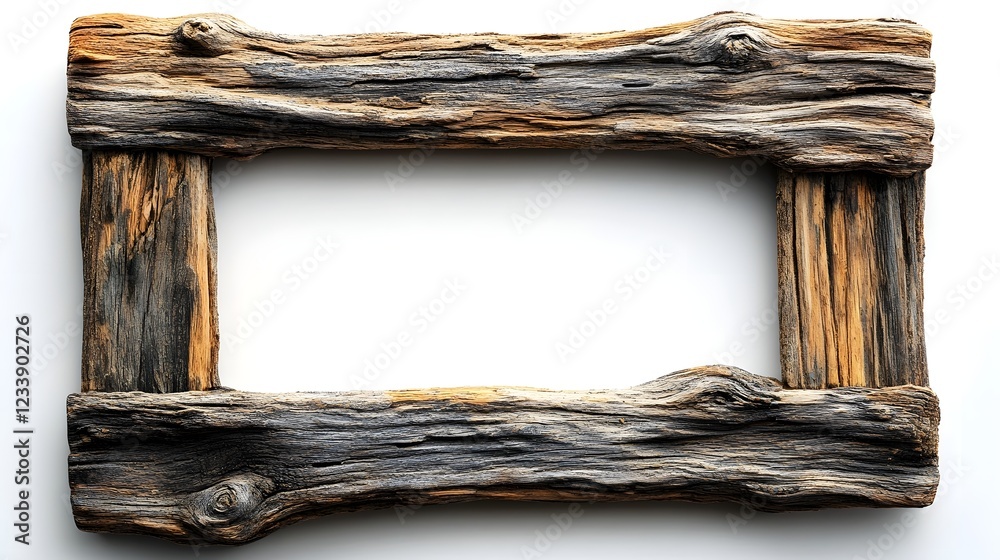 Poster weathered wooden frame backdrop with organic texture and rustic charm for graphic design product pho