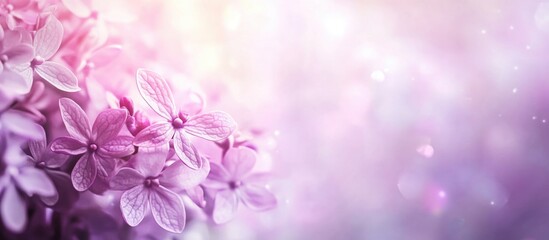 Purple lilac flowers with soft blurred background and bokeh lighting effect suitable for design purposes Copy Space
