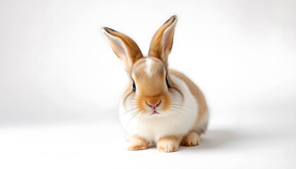 Obraz premium Adorable Baby Bunny: A Gentle, White and Brown Portrait