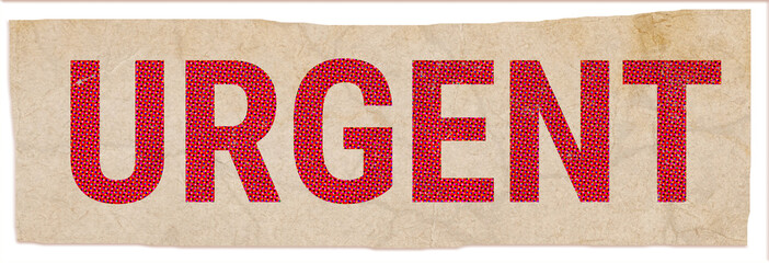 Urgent Text klipping cut out paper collage