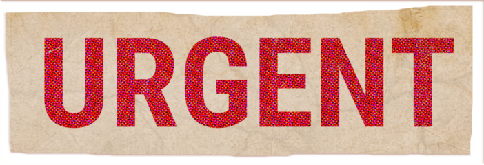 Urgent Text klipping cut out paper collage
