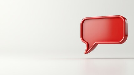 Fototapeta premium Minimalist red speech bubble pin design studio graphic element matte texture front view modern communication