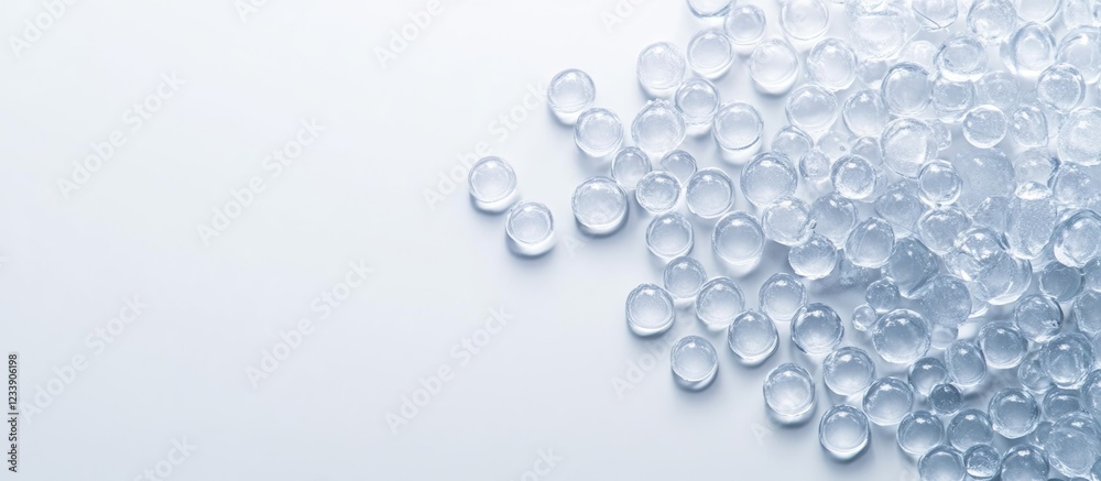 Aufkleber clear droplets on a light background with copy space for text and design elements