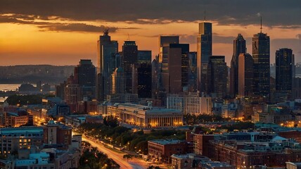 Fototapeta premium City Skyline at Sunset
