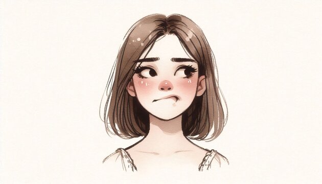 Awkward gawky fumbling oafish dorky woman facial expression. portrait of a young girl on light background. emotion facial expression. feelings and people reaction
