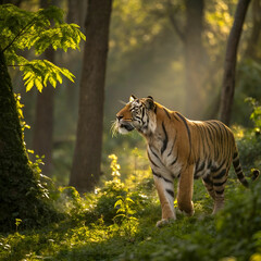 Fototapeta premium Amazing Bengal tiger in its natural habitat.