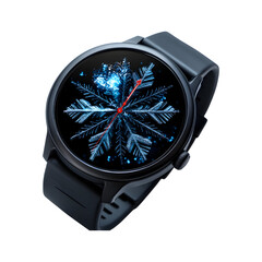 Smartwatch with Winter-Themed Watch Face - Samsung Galaxy Watch Active Isolated on Transparent Background