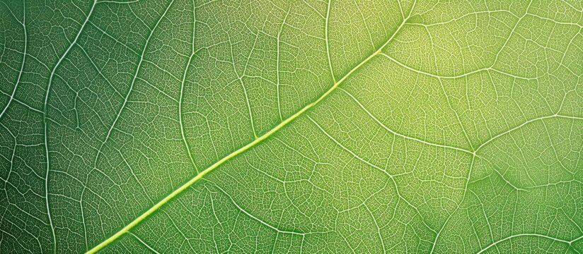 Detailed close-up of fresh green leaf texture with veins and gradients, natural background with copy space for text.