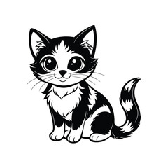 Obraz premium Adorable Cartoon Calico Kitten Illustration