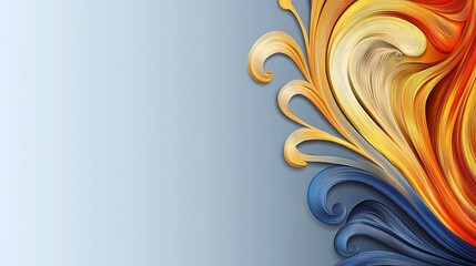 Fototapeta premium Abstract swirling paper art design in blue orange and yellow