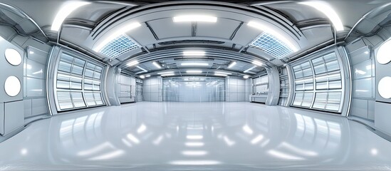 Obraz premium 360 degree panorama of empty futuristic laboratory.