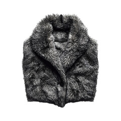 Grey Faux Fur Vest Isolated on Transparent Background