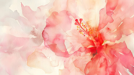 Fototapeta premium A soft watercolor painting of a pink flower, conveying beauty and tranquility.