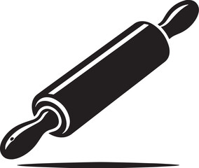 Black Rolling Pin Silhouette Vector, High Quality Illustration on White Background