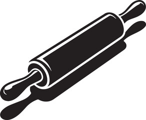 Black Rolling Pin Silhouette Vector, High Quality Illustration on White Background