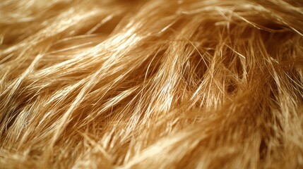Fototapeta premium Golden faux fur texture close-up; soft background, textile design