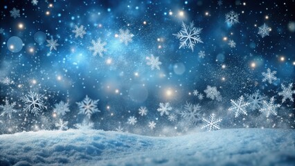 Naklejka premium Snowflakes gently falling from a starry night sky