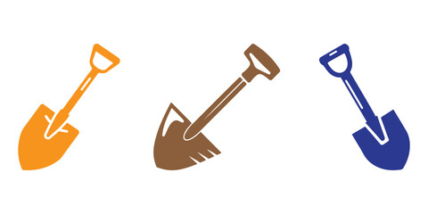 Professional Shovel Icons Silhouette Vector Illustration